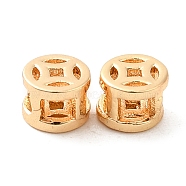 Brass Slide Charms, Column with Copper Coins, Real 18K Gold Plated, 4x3mm, Hole: 1.5x1.8mm(KK-F860-16G)