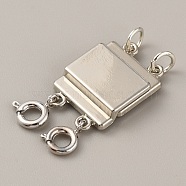 2-Strand 4-Hole Alloy Box Magnetic Clasps, Multi-Strand Clasps, Necklace Layering Clasps, Platinum, 31mm, Rectangle: 21x14x4mm, Hole: 3.6mm(FIND-TAC0002-063P)