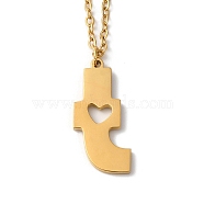 304 Stainless Steel Pendant Necklaces, Letter, Letter T, 15.75 inch(40cm), Pendant: 21.5x10x1.5mm(NJEW-H036-02G-T)