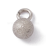 304 Stainless Steel Pendants, Textured, Round Charm, Stainless Steel Color, 7x4mm, Hole: 1.6mm(STAS-E179-04B-P)