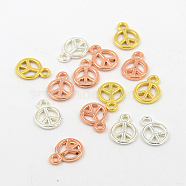 Alloy Charms, Peace Sign, Mixed Color, 11.5x8x1.5mm, Hole: 2mm(PALLOY-I050-M)