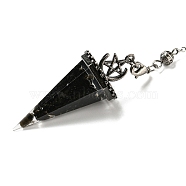 Natural Obsidian Chip & Resin Dowsing Pendulum Big Pendants, with Rack Plating Antique Silver Tone Brass Findings, Lead Free & Cadmium Free, Hexagonal Cone, 300~305mm(G-H293-02P-01)