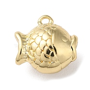 Brass Pendant, Marine Animal Charm, Golden, Fish, 9.5x10x5.5mm, Hole: 0.9mm(KK-H450-01I-G)