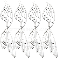 12Pcs 2 Style 201 Stainless Steel Pendants, Laser Cut, Wing, Stainless Steel Color, 45~49x20~20.5x1mm, Hole: 1.5~1.6mm, 6pcs/style(STAS-SC0006-46)