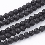 Natural Lava Rock Stone Bead Strands, Round, 4.5mm, Hole: 0.5mm, about 95pcs/strand, 14.9 inch(X-G-R193-18-4mm)