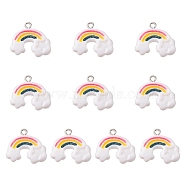 10Pcs Opaque Resin Pendants, Rainbow Charm with Glitter Powder and Platinum Tone Iron Loops, Colorful, 23x21.5x5.5mm, Hole: 1.5mm(CRES-YW0001-08)