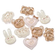 Plastic Cabochons, with Glitter Powder, Mixed Shape, Mixed Shapes, 18.5~25.5x17~25.5x6~8mm(KY-D023-03)
