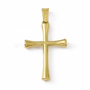 Vacuum Plating 304 Stainless Steel Pendants, Religion Cross Charms, Golden, 26.5x17.5x3.5mm, Hole: 6x3mm(STAS-P315-02G)