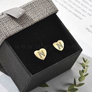 Rack Plating Brass Micro Pave Clear Cubic Zirconia Stud Earrings, Heart, Letter N, 8.5x9.5mm(EJEW-K299-01G-N)