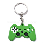 PVC Game Controller Keychain, with Platinum Iron Ring Findings, Sea Green, 8.05cm(KEYC-A030-01I)