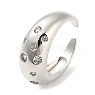 Brass Micro Pave Cubic Zirconia Open Cuff Ring, Platinum, US Size 8 1/2(18.5mm)(RJEW-C033-15P)