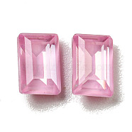 Glass Rhinestone Cabochons, Point Back & Back Plated, Faceted, Rectangle, Rosaline, 6x4x3mm(RGLA-G021-01A-508DE)