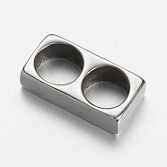 304 Stainless Steel Slide Charms, Rectangle, Stainless Steel Color, 14x7x4mm, Hole: 5.5mm(STAS-D166-55P)