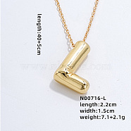 Stainless Steel Party Balloon Letter Pendant Cable Chain Necklaces for Women, Golden, Letter L, 15.75 inch(40cm)(YF1942-12)