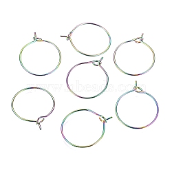 Ion Plating(IP) 316L Surgical Stainless Steel Hoop Earring Findings, Wine Glass Charms Findings, Rainbow Color, 16x0.7mm, 21 Gauge(STAS-G130-03M-16MM)