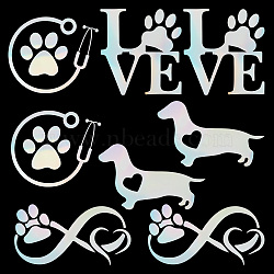 8 Sheets 4 Style Infinity Love & Bird Laser Style Plastic Adhesive Car Stickers, Waterproof Window Decals, for Car, Wall Decoration, Colorful, 85~126x120~163x0.2mm, 2 Sheets/style(STIC-GF0001-04A)