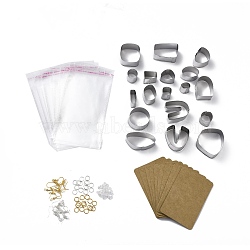 DIY Earring Making Finding Kit, Including 430 Stainless Steel Polymer Clay Cutters, Plastic Ear Nuts, Metal Earring Hooks & Jump Rings, OPP Bags, Earring Display Card, Mixed Color, 1.05~4.1x2~5x2~2.1cm, 118pcs/set(CELT-E001-01)