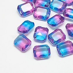 Pointed Back Glass Rhinestone Cabochons, Imitation Tourmaline, Faceted, Rectangle Octagon, Sapphire, 8x6x3mm(RGLA-T079-6x8-004TO)