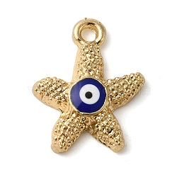 Alloy Enamel Pendants, Golden, Evil Eye Style, Starfish, 16.5x13x3.5mm, Hole: 1.6mm(ENAM-U003-01G-01)