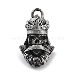 Tibetan Style Alloy Pendnat, Frosted, Skull, Antique Silver, 42x26x26.5mm, Hole: 5x5.5mm(PALLOY-H133-18AS)