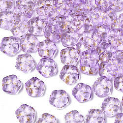 Spray Painted Glass Beads, with Gold Foil, Flower, Plum, 6x3mm, Hole: 0.9mm(DGLA-R052-002-B03)