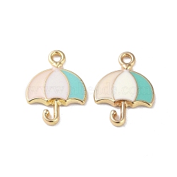 Alloy Enamel Pendants, Cadmium Free & Lead Free, Golden, Umbrella Charm, Sky Blue, 12x16.5x2mm, Hole: 1.5mm(ENAM-R149-07B-G)