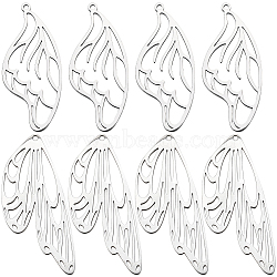 12Pcs 2 Style 201 Stainless Steel Pendants, Laser Cut, Wing, Stainless Steel Color, 45~49x20~20.5x1mm, Hole: 1.5~1.6mm, 6pcs/style(STAS-SC0006-46)