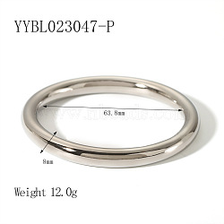 304 Stainless Steel Plain Bangles for Women, Stainless Steel Color, Inner Diameter: 25-1/8 inch(63.8cm)(ZZ2270-2)