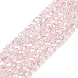 Electroplate Glass Beads Strands, AB Color Plated, Faceted, Rondelle, Pink, 2.3~2.7x2mm, Hole: 0.4mm, about 150~155pcs/strand, 12.60~12.99 inch(32~33cm)(EGLA-A044-T1mm-B22)