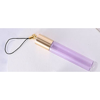 Glass Aromatherapy Refillable Bottle, Roller Ball Bottles, with Aluminium Oxide Cover & PP Plug, Column, Lilac, 1.6x8.7cm, Capacity: 10ml(0.34fl. oz)