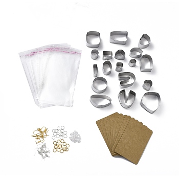 DIY Earring Making Finding Kit, Including 430 Stainless Steel Polymer Clay Cutters, Plastic Ear Nuts, Metal Earring Hooks & Jump Rings, OPP Bags, Earring Display Card, Mixed Color, 1.05~4.1x2~5x2~2.1cm, 118pcs/set