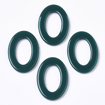 Cellulose Acetate(Resin) Linking Rings, Oval, Dark Green, 23x16x2mm, Inner Diameter: 15x8mm