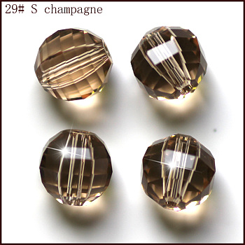 Imitation Austrian Crystal Beads, Grade AAA, Faceted, Round, BurlyWood, 10mm, Hole: 0.9~1mm