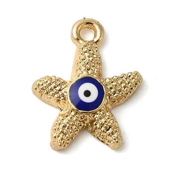 Alloy Enamel Pendants, Golden, Evil Eye Style, Starfish, 16.5x13x3.5mm, Hole: 1.6mm