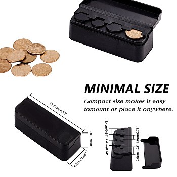 Plastic Coin Collection Boxes Display, Black, 11.5x4.2x3.8cm