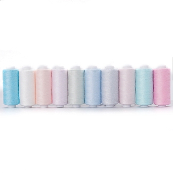 10 Colors Polyester Sewing Thread, Mixed Color, 260x60x27mm, 10pcs/set