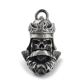Tibetan Style Alloy Pendnat, Frosted, Skull, Antique Silver, 42x26x26.5mm, Hole: 5x5.5mm