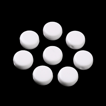 Opaque Acrylic Beads, Flat Round, White, 10x5mm, Hole: 1.8mm, about 1500pcs/500g
