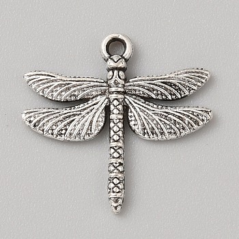 Tibetan Style Alloy Pendants, Dragonfly, Dragonfly, 17.5x18x2mm, Hole: 1.2mm