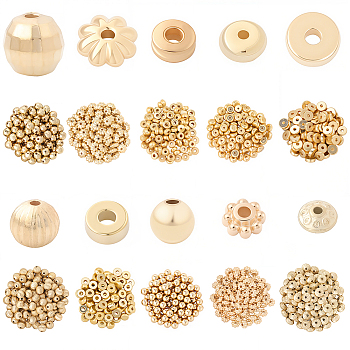 1000Pcs 10 Styles CCB Plastic Beads, Mixed Shapes, Golden, 5~8x2~3.5mm, Hole: 1.4~2.2mm, 100pcs/set