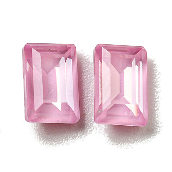 Glass Rhinestone Cabochons, Point Back & Back Plated, Faceted, Rectangle, Rosaline, 6x4x3mm