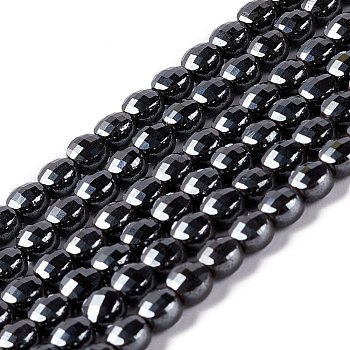 Natural Black Stone Beads Strands, Faceted, Flat Round, 4x3mm, Hole: 0.9mm, about 99pcs/strand, 15.55''(39.5cm)