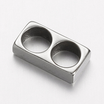 304 Stainless Steel Slide Charms, Rectangle, Stainless Steel Color, 14x7x4mm, Hole: 5.5mm