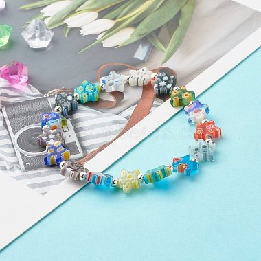Bracelet extensible de perles de lampwork millefiori fait à la main pour les femmes adolescentes(BJEW-JB06847-02)-2