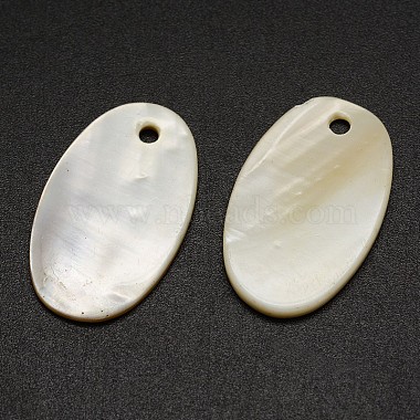Creamy White Oval Freshwater Shell Pendants