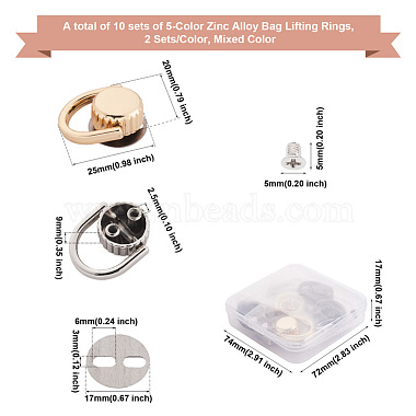 Givenny-EU 10 Sets 5 Colors Zinc Alloy Bag Lifting Ring(FIND-GN0001-08)-3