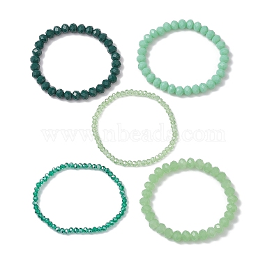 5 pcs 5 styles ensembles de bracelets extensibles en perles de verre rondes à facettes(BJEW-JB10423-06)-4