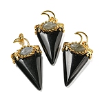 Natural Obsidian Big Pendants, with Brass Findings, Triangle, Golden, 53~58x28~29x16~18mm, Hole: 5x7mm(G-F639-06E-G)