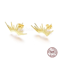 925 Sterling Silver Stud Earrings, with S925 Stamp, with Ear Nuts, Golden, 18.5x8.7mm, Pin: 0.6mm(EJEW-AA00271-31G)