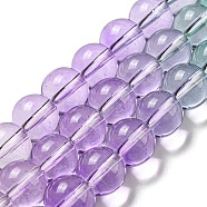 Dyed & Heated Synthetic Quartz Beads Strands, Gradient Color Round Beads, Lilac, 10mm, Hole: 1mm, about 41~42pcs/strand, 14.76''~15.16''(37.5~38.5cm)(G-P502-01C-03)